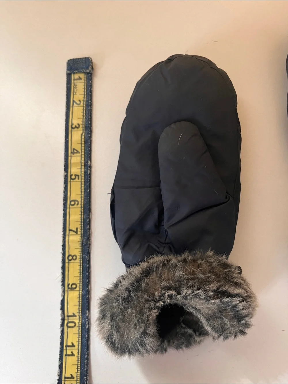 Eddie Bauer Navy Goose Down Fur Cuff Women's Mittens Gloves Navy Large